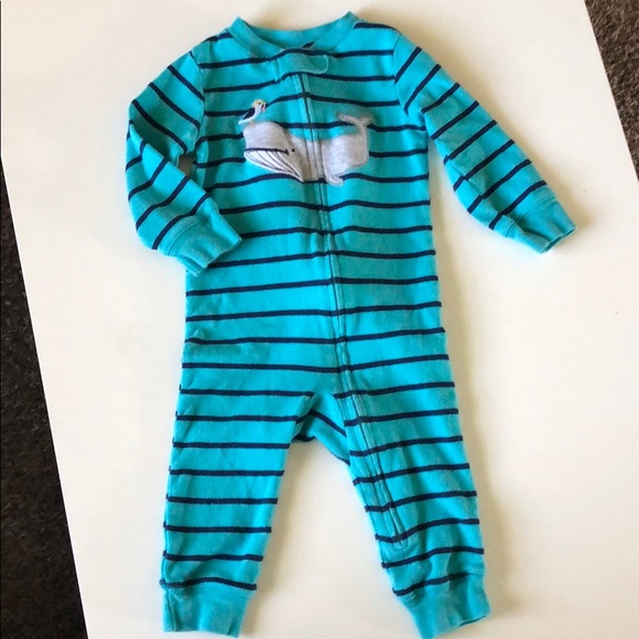 Bundle of 4 one piece pajamas Carter’s size 9 mon - Picture 3 of 5